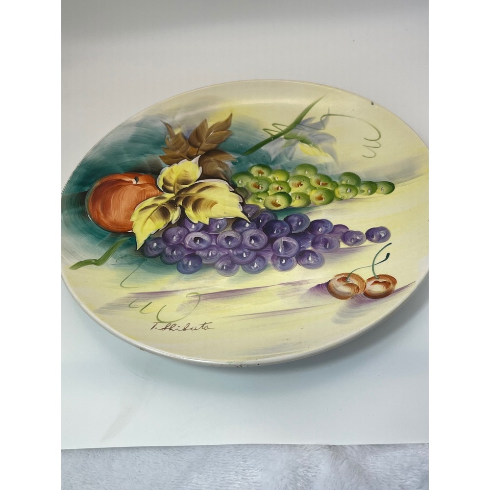 Vintage Ucagco Hand-Painted Fruit Plate - Signed‎ T. Shibuta 9.25"
